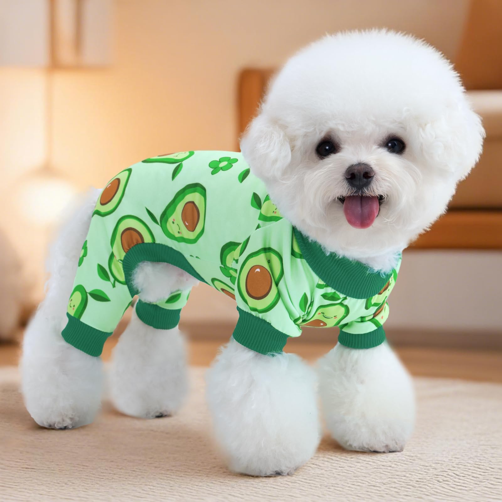 XPUDAC dog pajamas 4xl side view highlights stretchy cuffs for easy wearing
