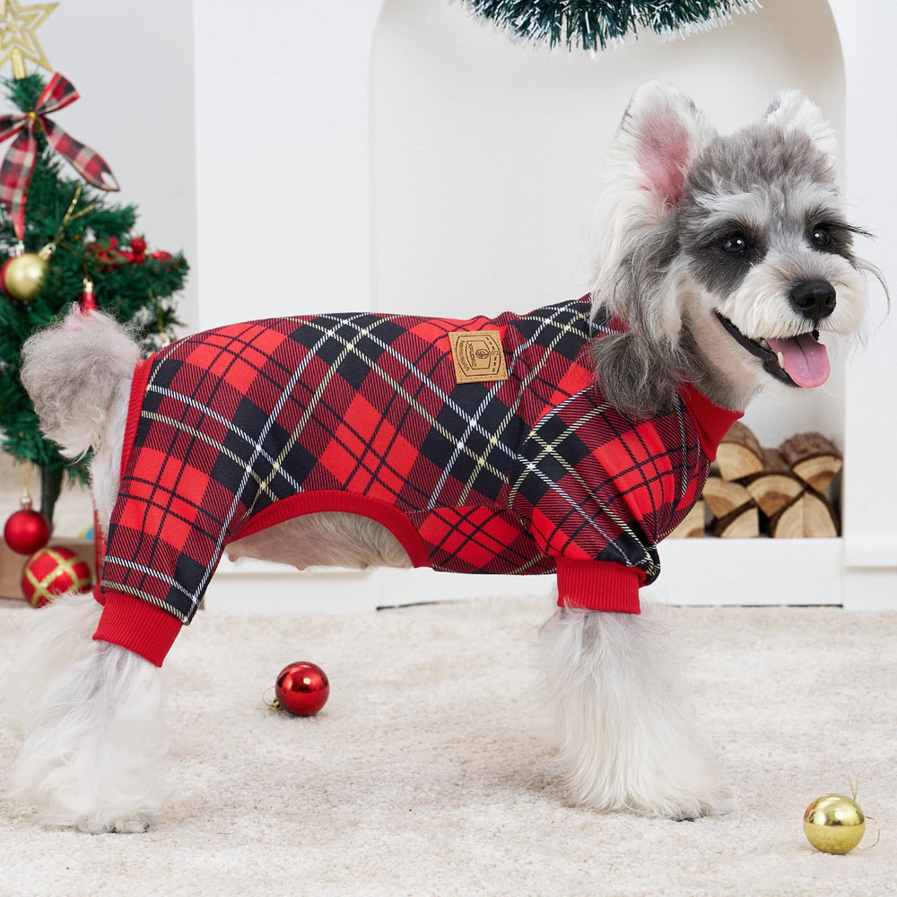 XPUDAC dog pajamas plaid on-dog pose highlights festive style for celebrations