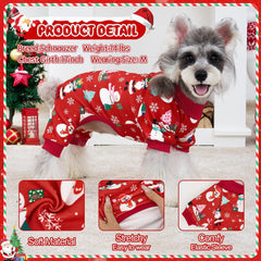 XPUDAC Christmas dog pajamas folded showing soft stretch fabric for everyday wear.