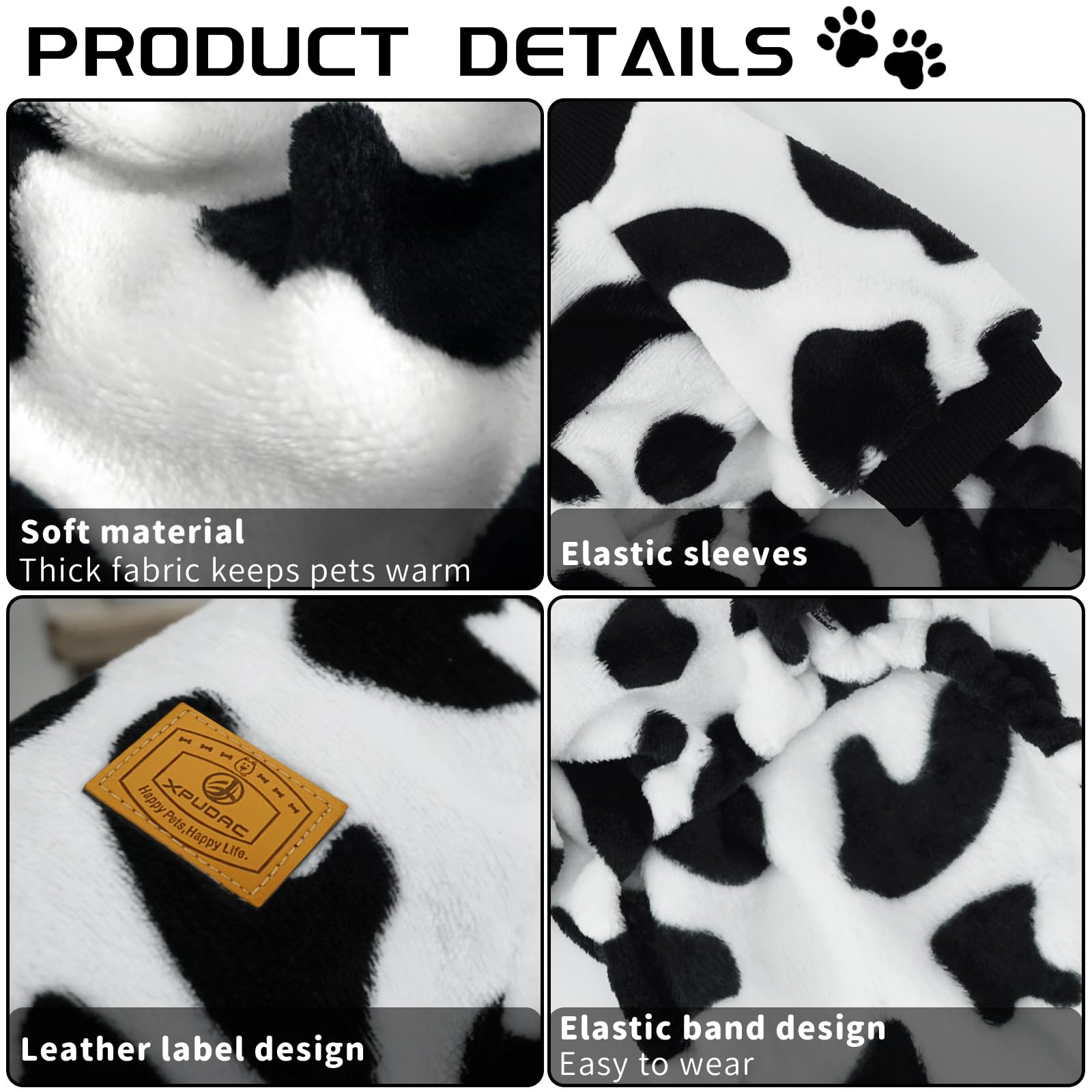 XPUDAC dog winter pajamas cow design adds style during cold days