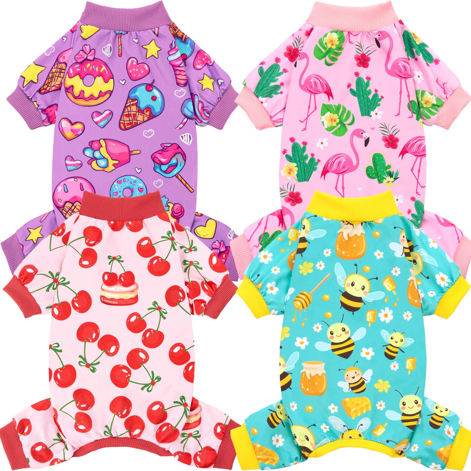 XPUDAC four-piece dog pajamas set for multi-pet households.