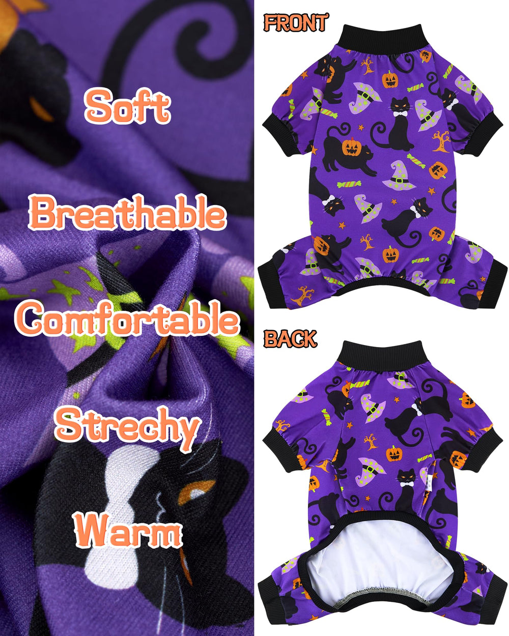 XPUDAC Halloween dog pajamas easy pullover design for quick dressing