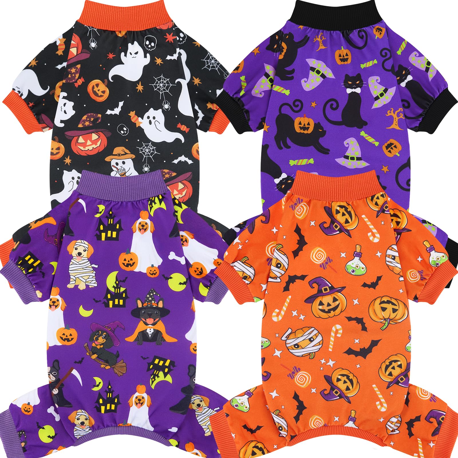 XPUDAC Halloween dog pajamas ghost pattern for festive photo moments