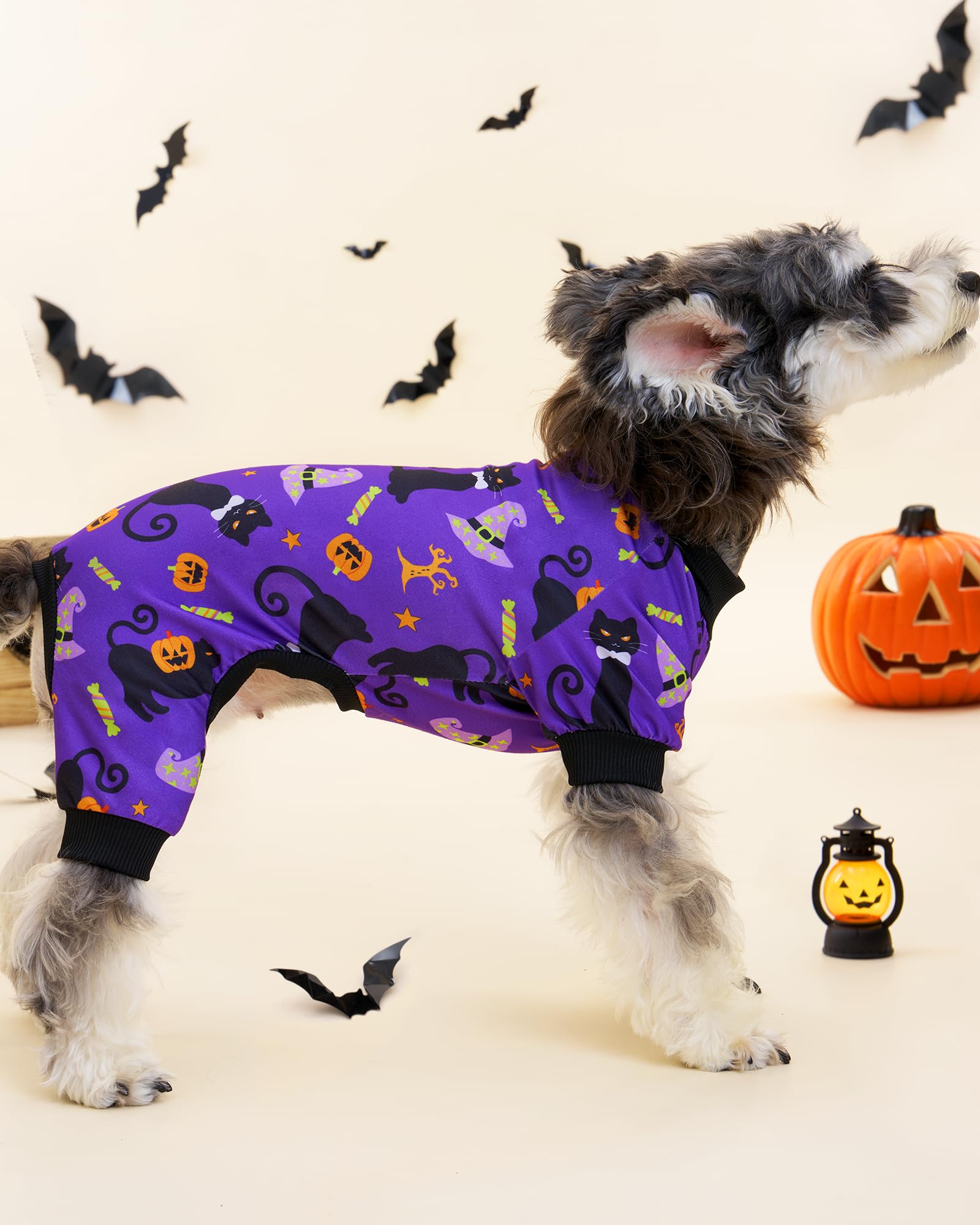 XPUDAC Halloween dog pajamas soft stretch material supports comfy movement
