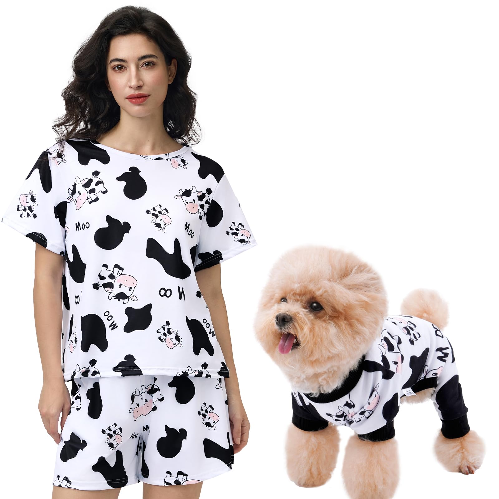 XPUDAC matching dog and owner pajamas front view for coordinated cozy moments.