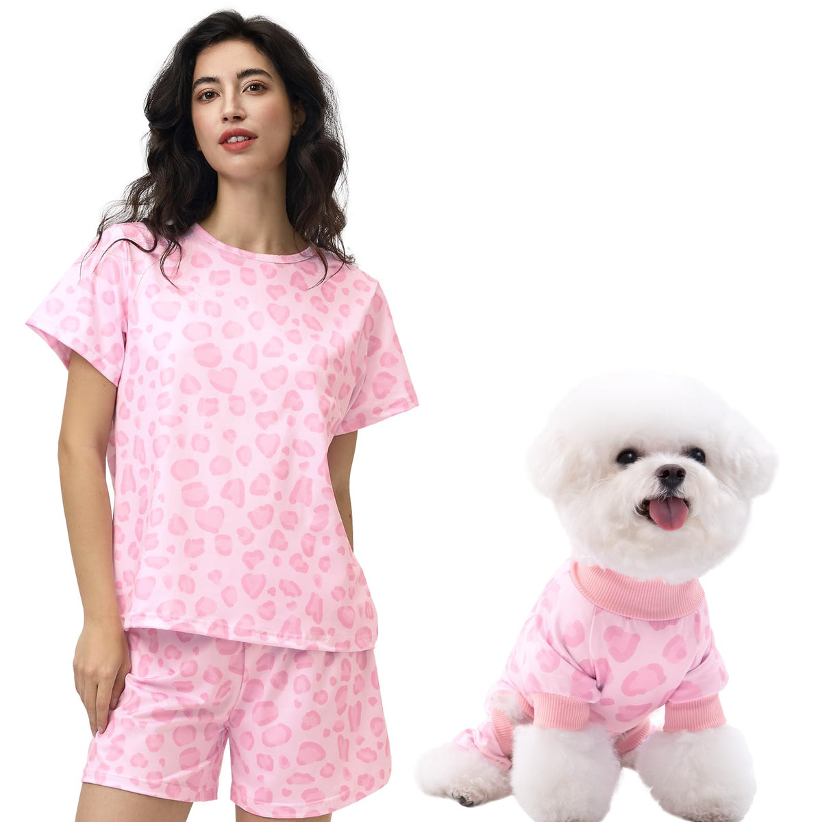 XPUDAC matching dog-owner pajamas top view for cozy bonding moments