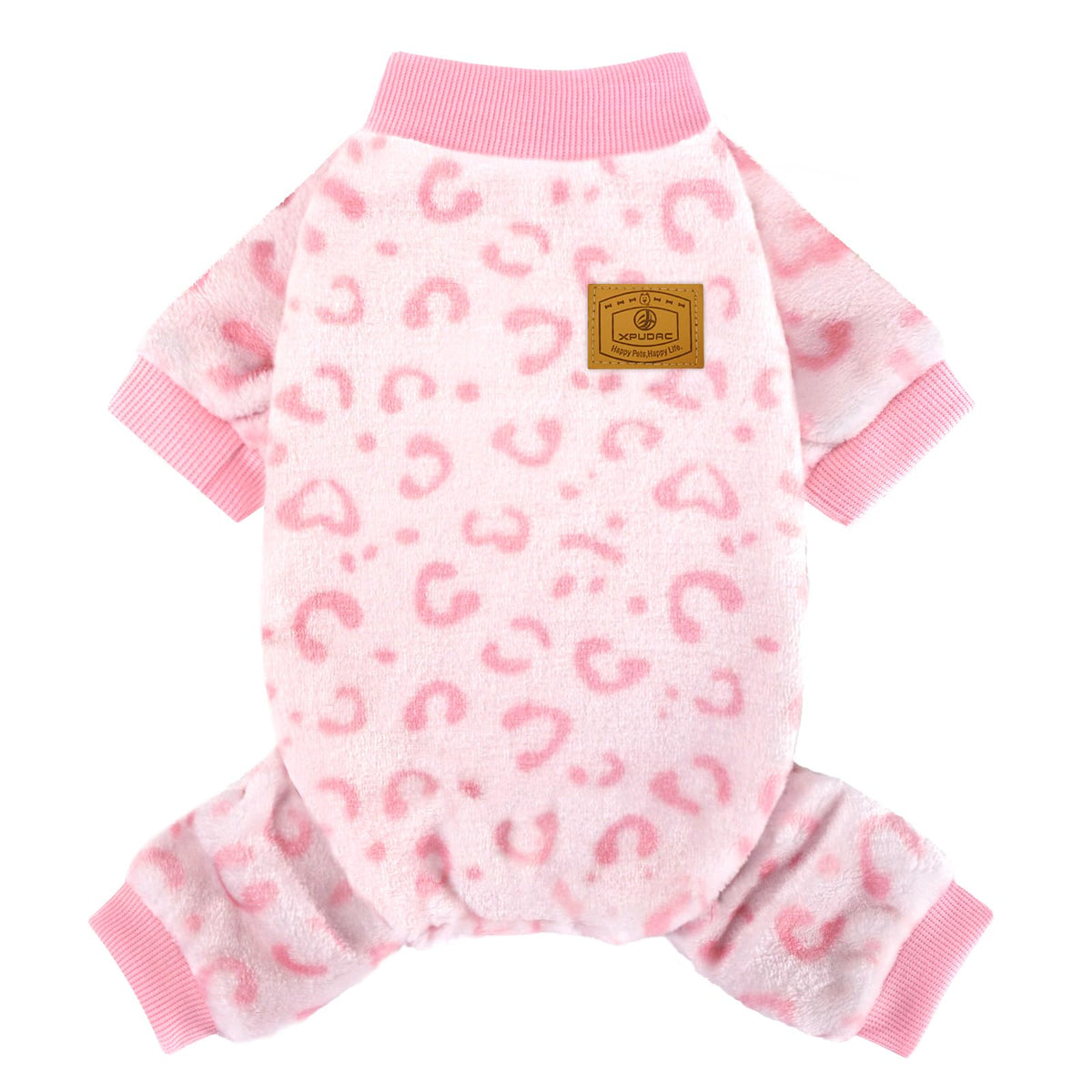 XPUDAC Pijama para perros Leopardo Rosa XL, vista frontal y cálida