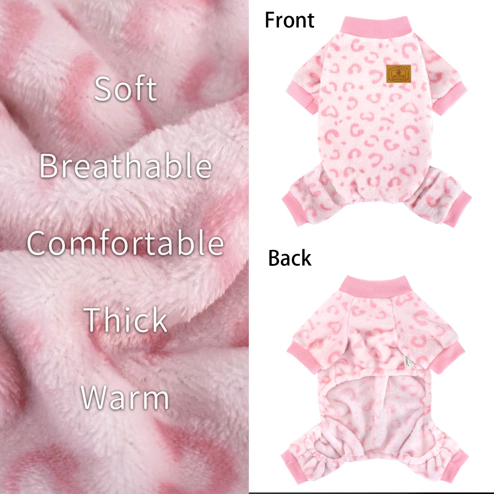 XPUDAC Pijama para perros Leopardo Rosa XL, ideal para paseos y fotos en invierno
