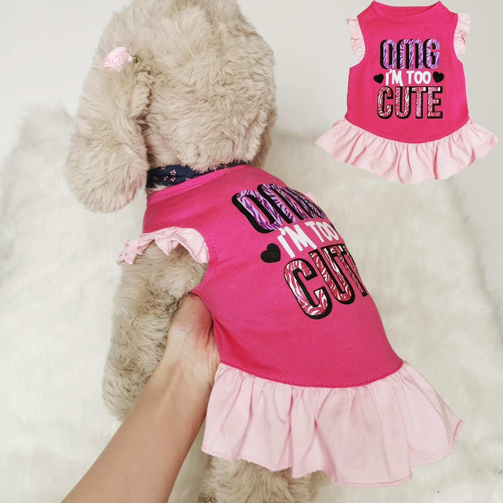 XPUDAC Pink Angel Dress cat or dog ready—fun party attire for small pets.