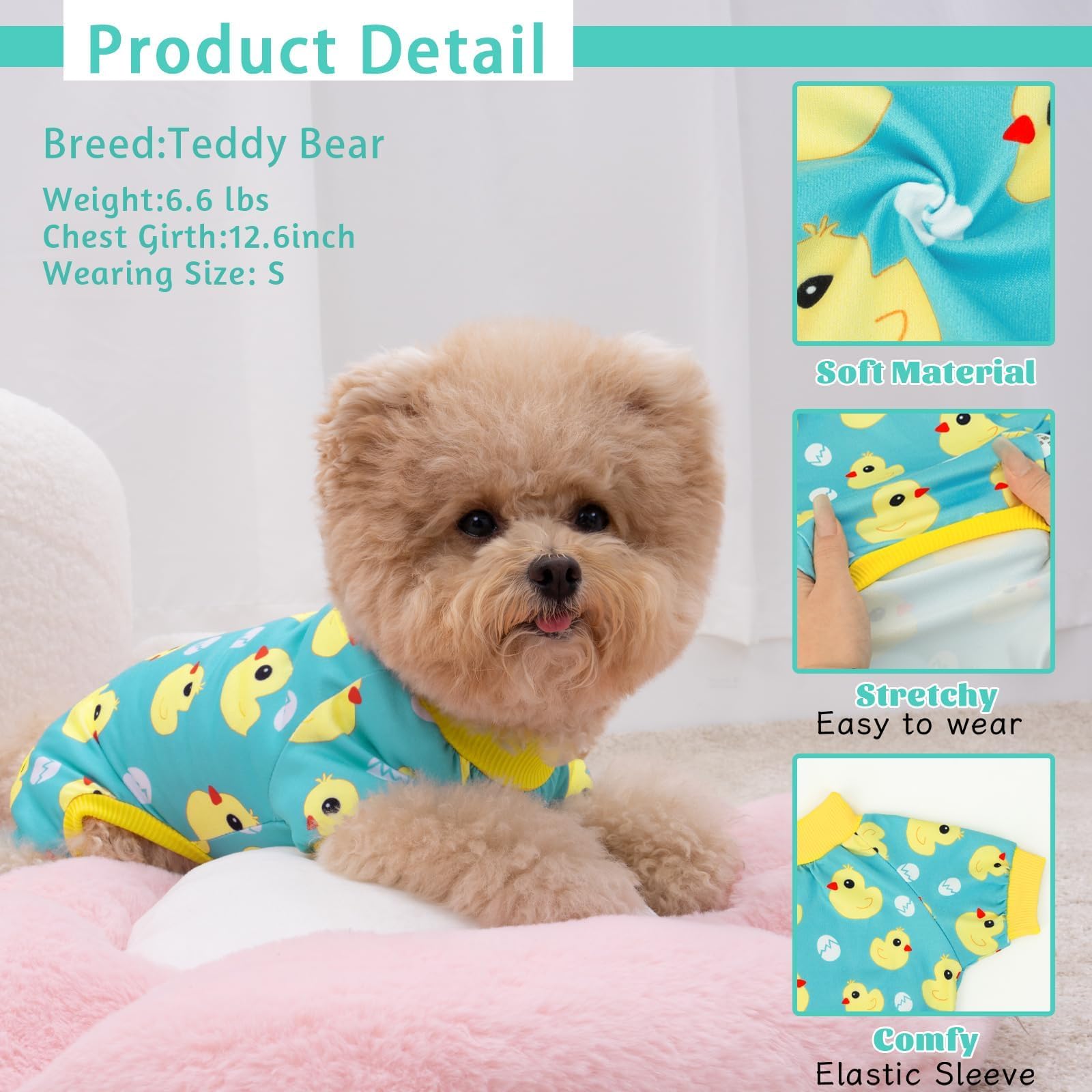 XPUDAC puppy onesies with varied patterns help distinguish dogs.