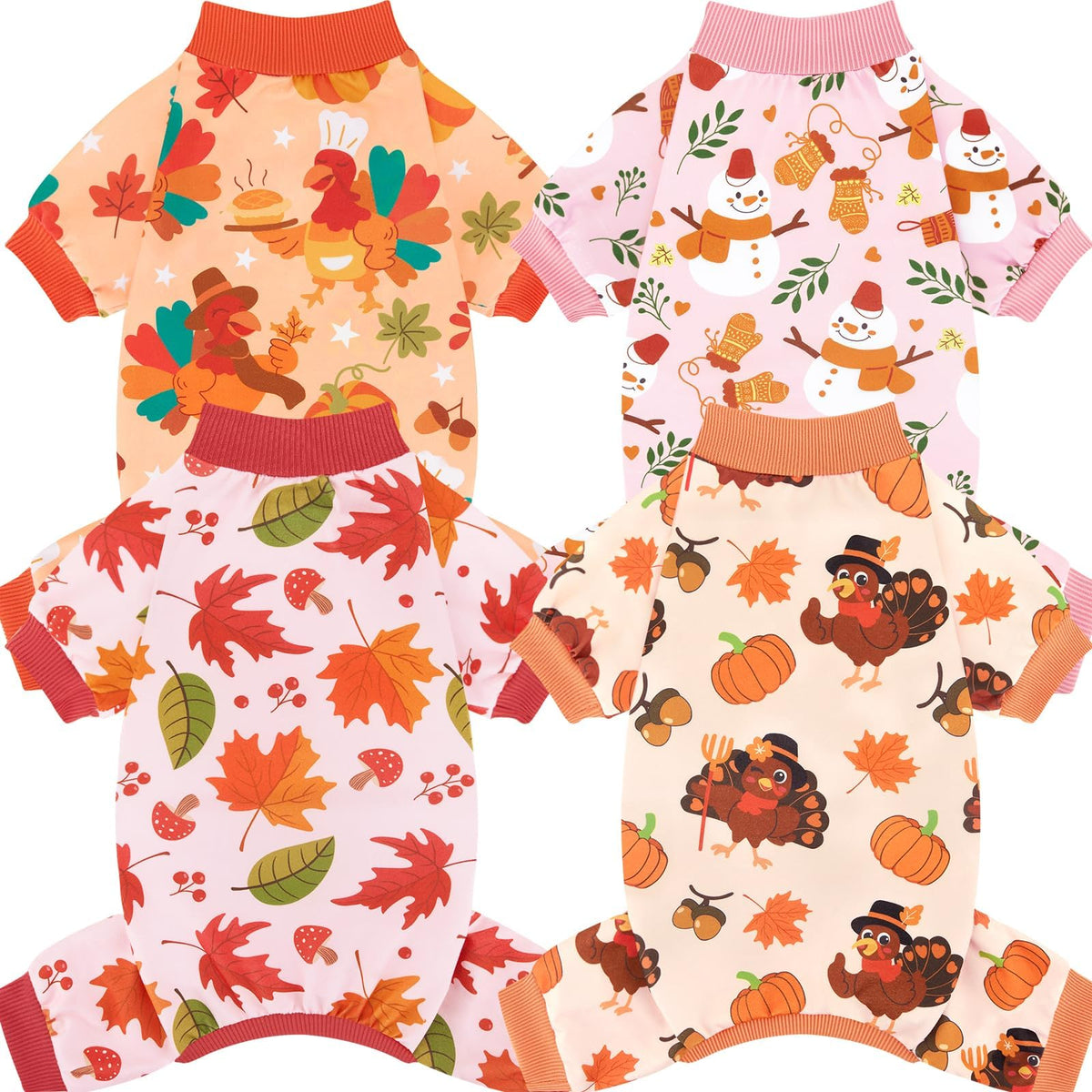 XPUDAC Thanksgiving turkey dog pajamas front view cozy fall lounging