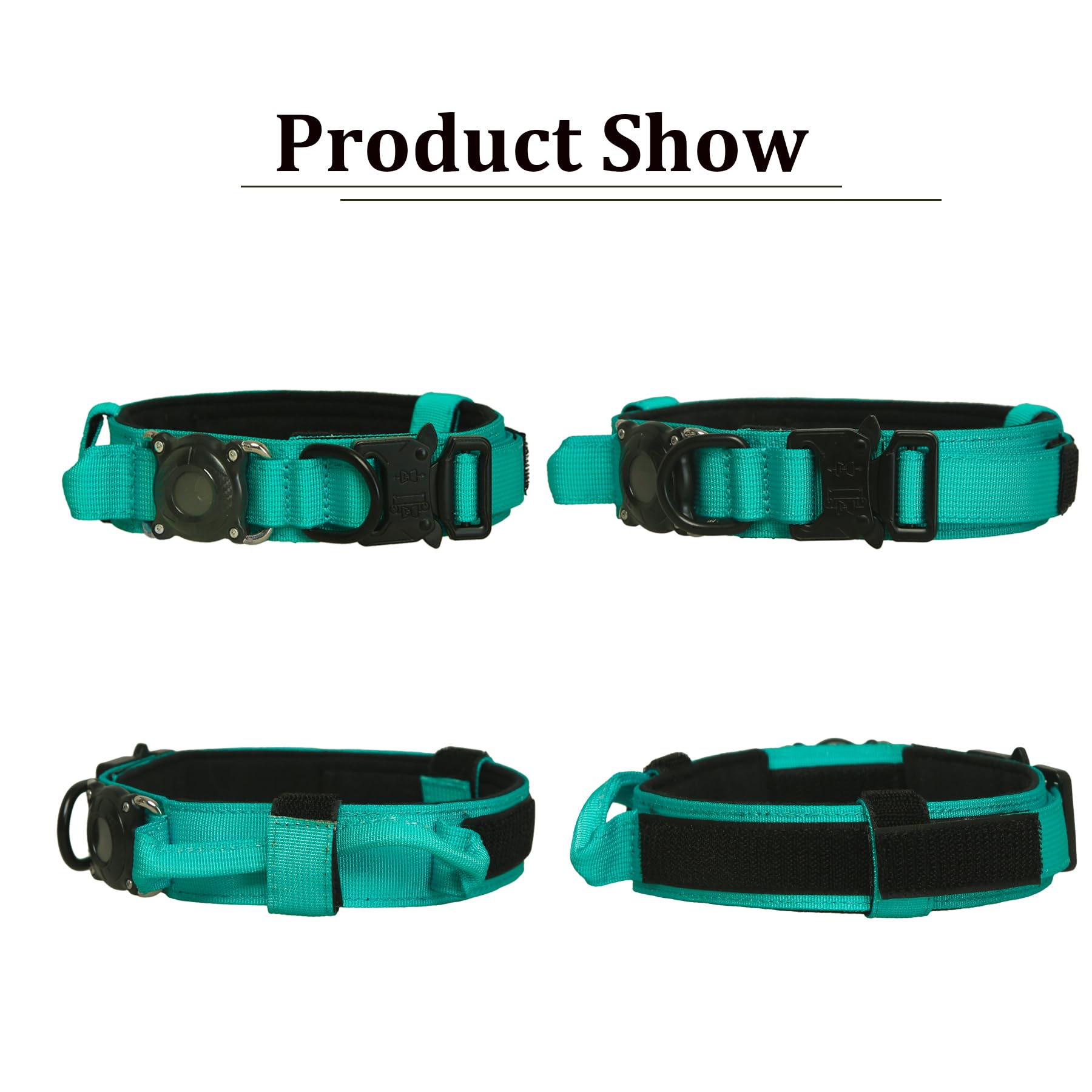 Xqpetlihai AirTag holder waterproof teal side closeup, protects Airtag during rain and mud.