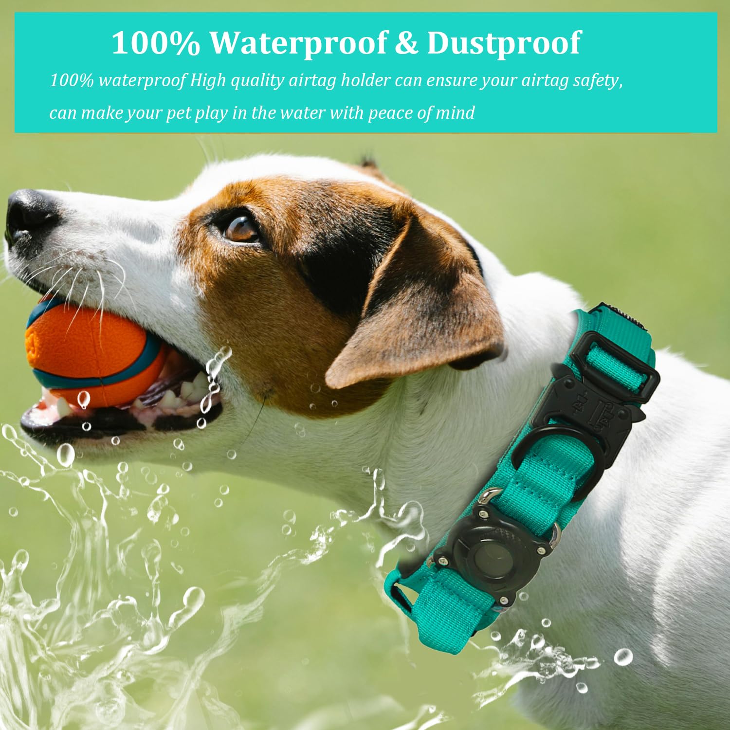 Xqpetlihai control handle on rugged training teal collar for better leash control.