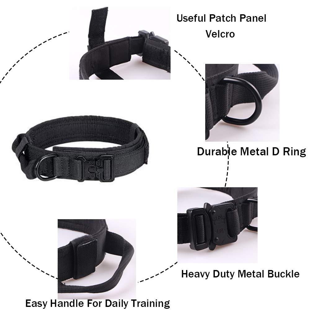 Xqpetlihai tactical collar heavy duty metal buckle for secure fit
