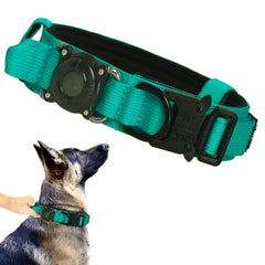 Xqpetlihai upgraded AirTag dog collar front view, rugged nylon for daily adventures.