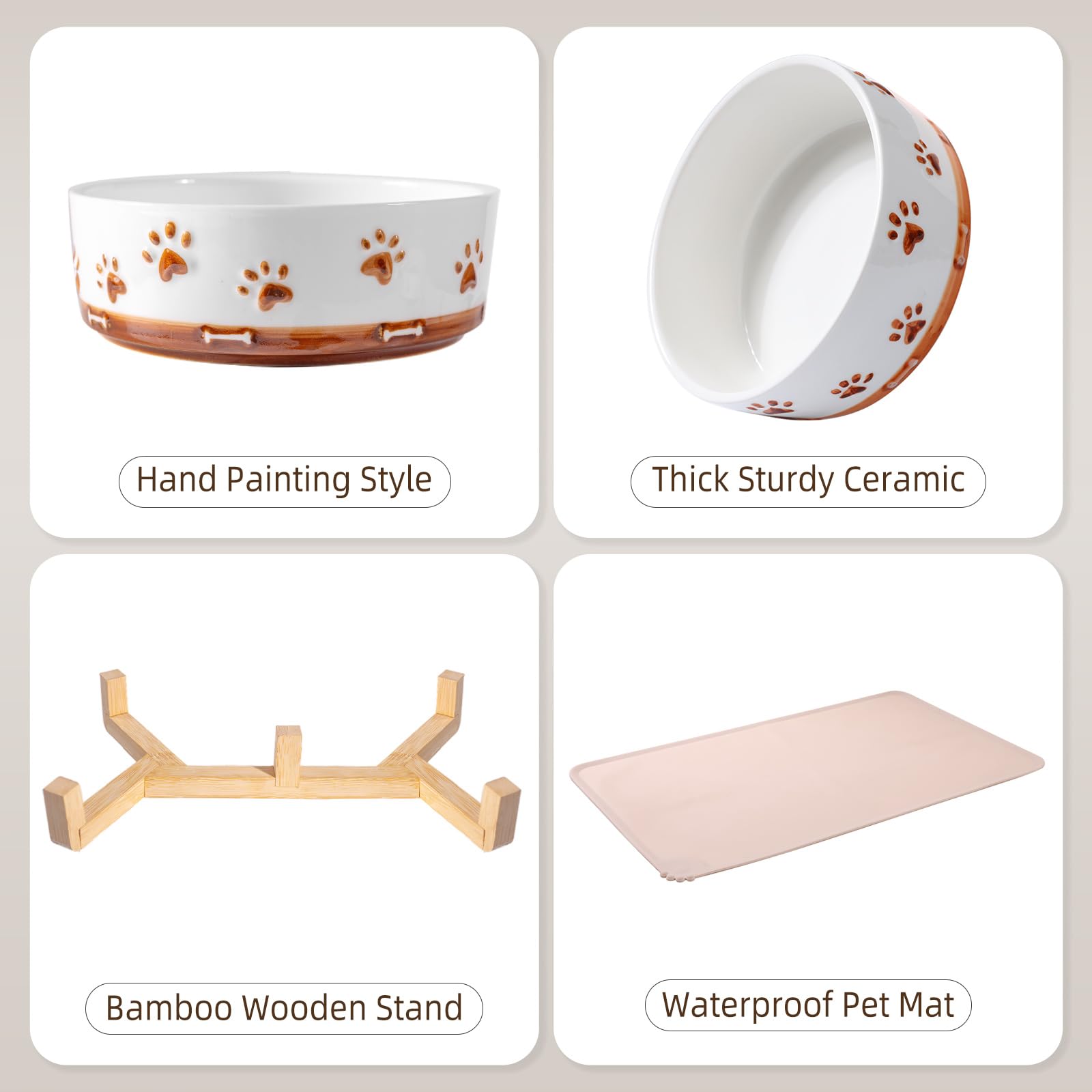 XRBEOU weighted base keeps bowls stable during feeding sessions.