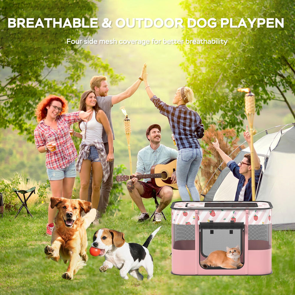 XRG Play Pen with doors open for easy pet access during playtime.