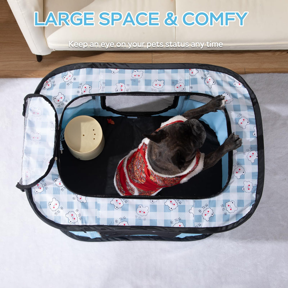 XRG portable pet playpen folding design demonstrates convenient storage.