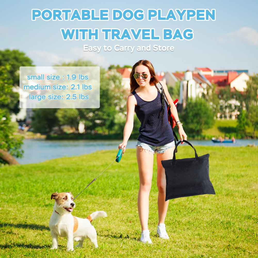 XRG portable pet playpen indoor-outdoor use image suggests flexible setup.