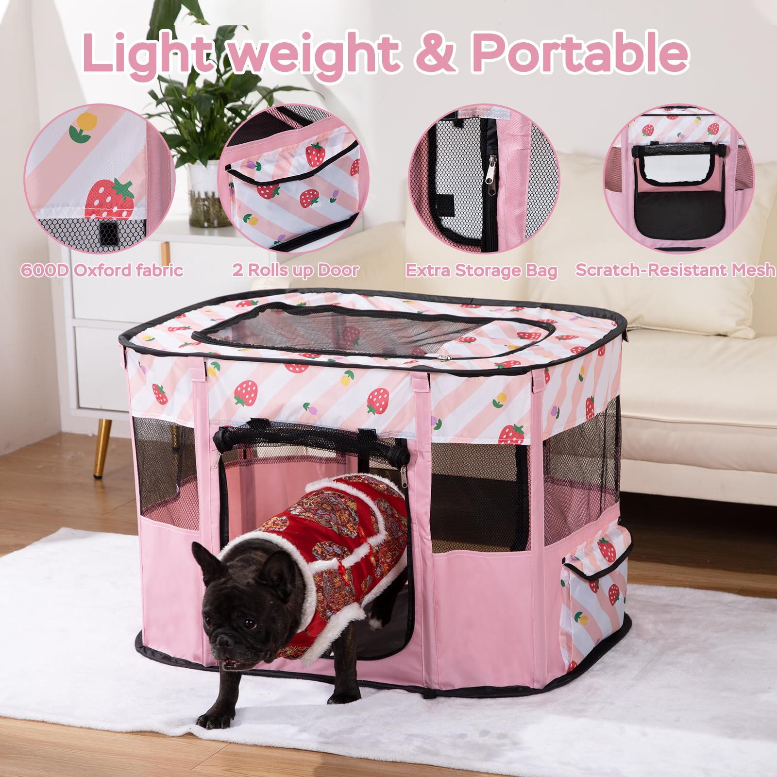 XRG lightweight playpen is easy to move between rooms and outdoors.