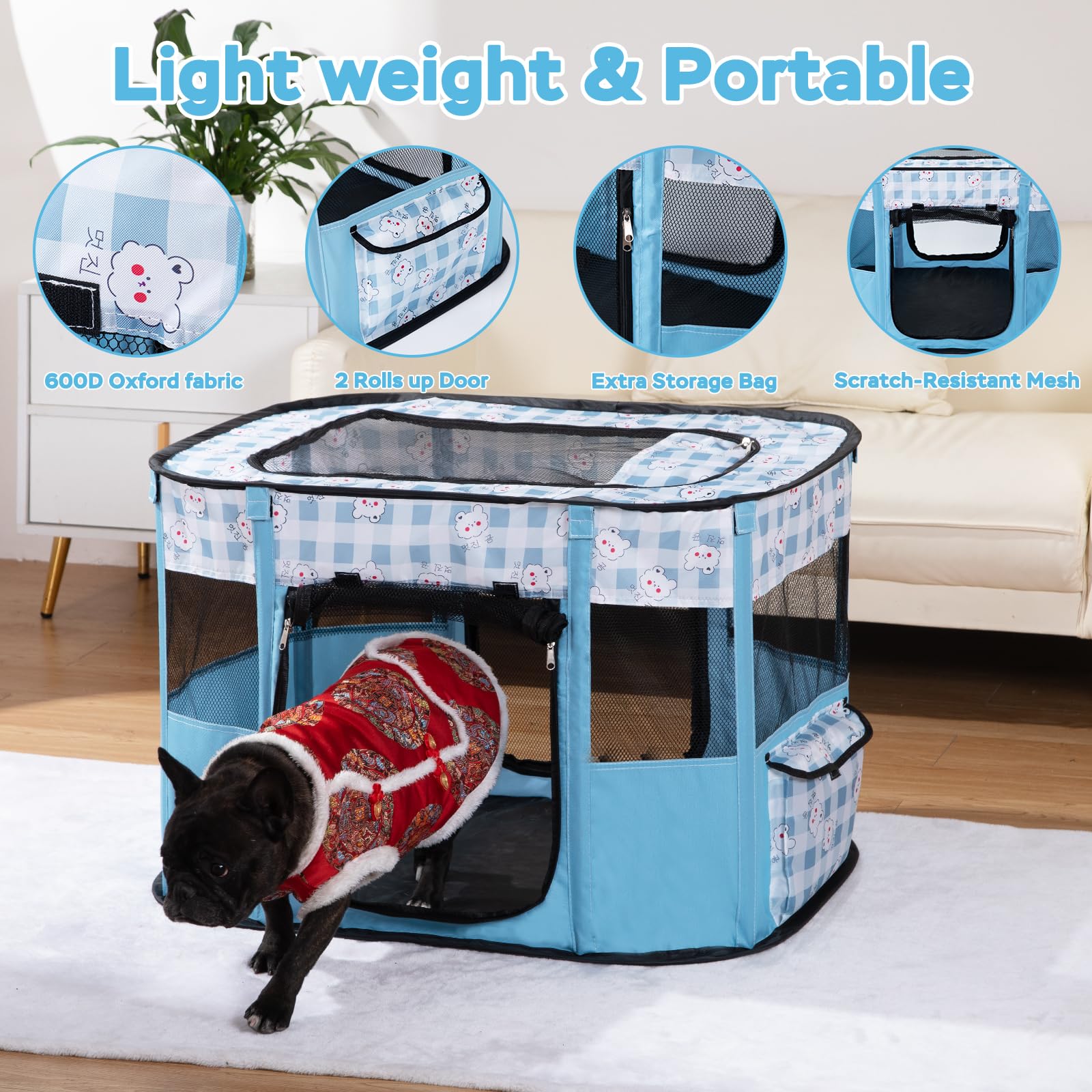 XRG portable pet playpen three-color option image highlights versatile style.