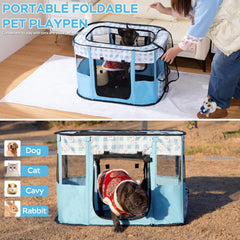 XRG portable pet playpen zipper door image showcases easy access for pets.