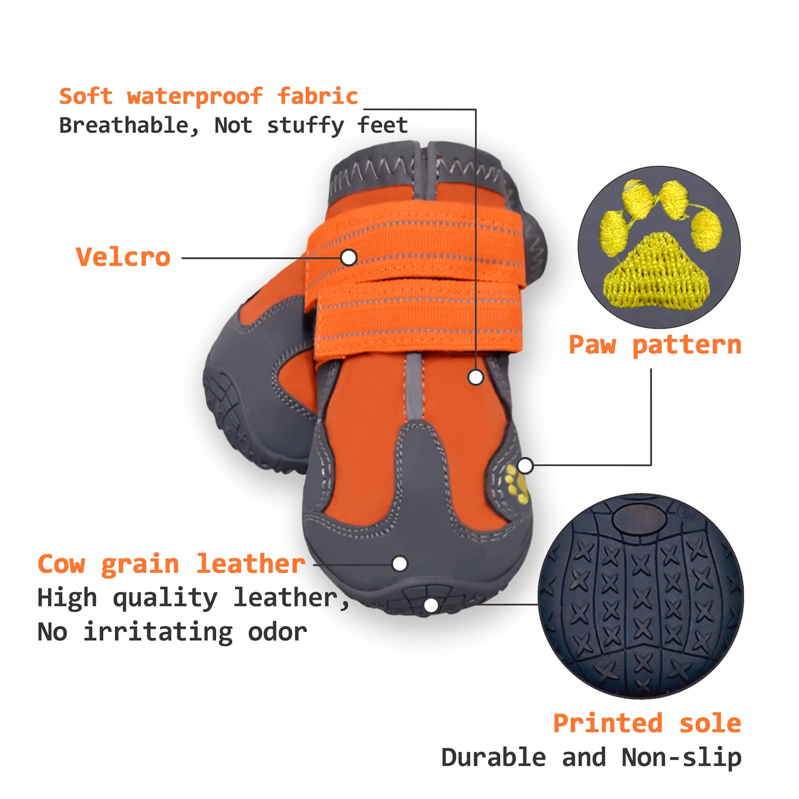 XSY&G Dog Boots rugged anti-slip sole improve traction on tile and wet surfaces