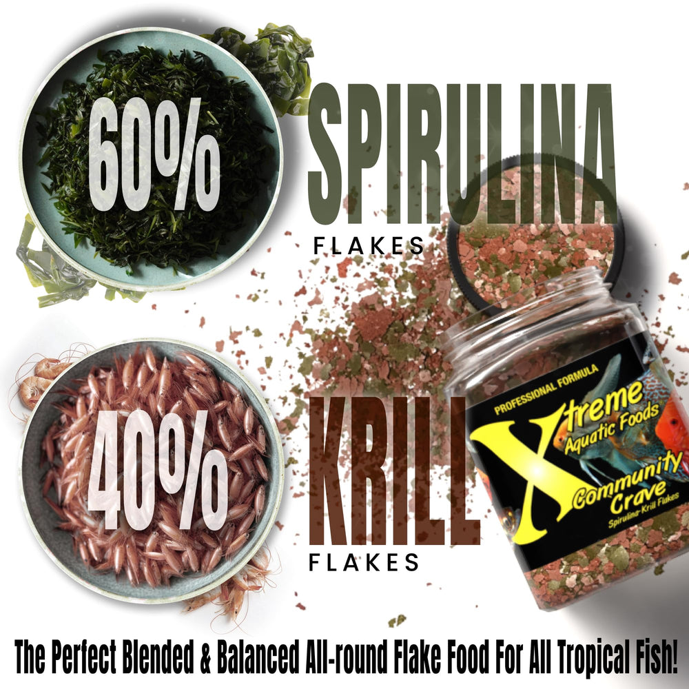 Xtreme Aquatic Foods Crave Flake color-rich-fish showcases intensified hues and visual appeal.