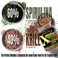 Xtreme Aquatic Foods Crave Flake color-rich-fish showcases intensified hues and visual appeal.