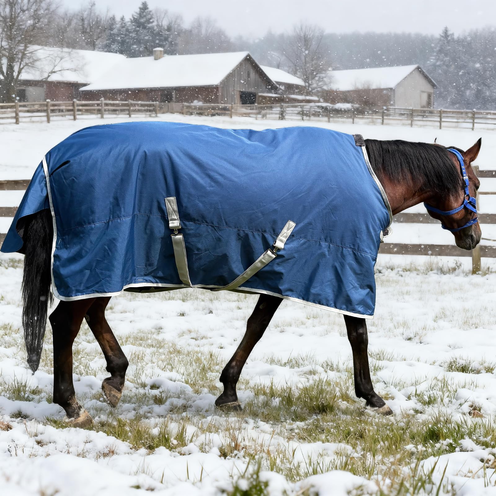 XUANNIAO Winter 1200D blanket front view shows rugged turnout protection for daily rides