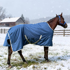 XUANNIAO winter 1200D turnout blanket front view with rugged waterproof shell for protection.