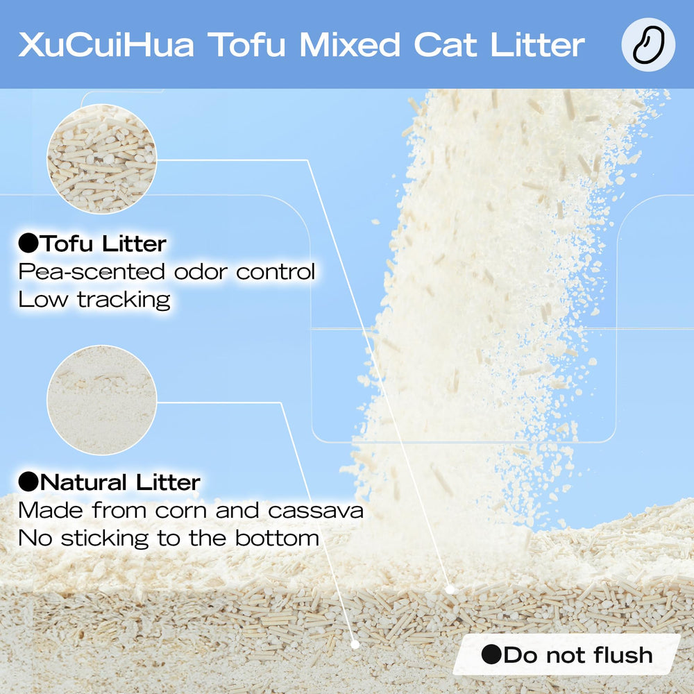 XuCuiHua Tofu Mix Cat Litter clumps close-up showing dense, liftable lumps