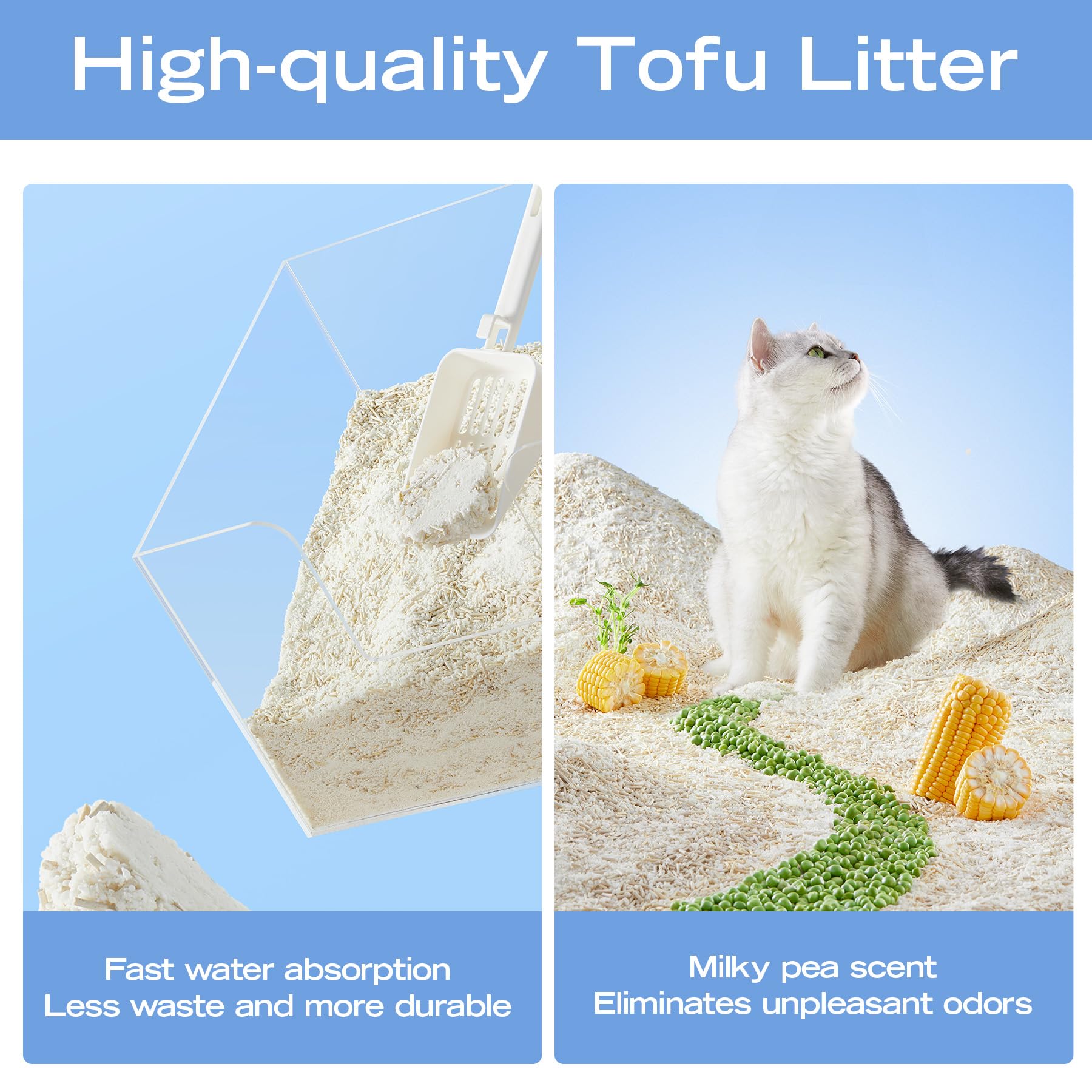 XuCuiHua Tofu Mix Cat Litter easy scoop action with solid clumps
