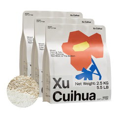XuCuiHua Tofu Mix Cat Litter packaging demonstrates a 3-bag set for easy purchase and storage