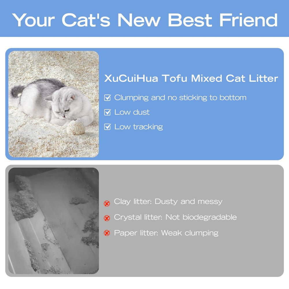 XuCuiHua Tofu Mix Cat Litter mat and top-entry box reduce tracking