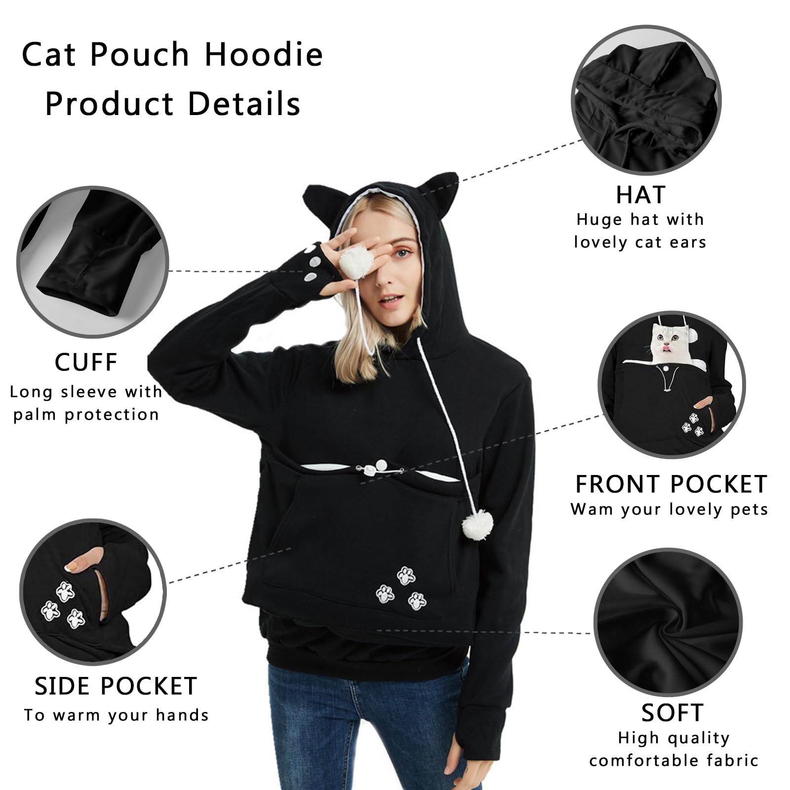 XUDREZ pet-carrier hoodie fur-lined pouch offers cozy snug for small pets.