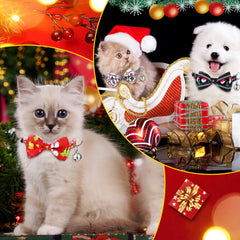 Xuniea Christmas cat collar with removable bow-tie close-up for easy holiday styling