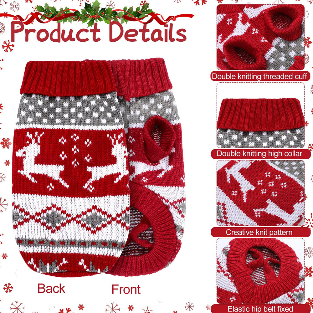 Xuniea reindeer pattern dog sweater on a small dog keeps pets warm during winter walks