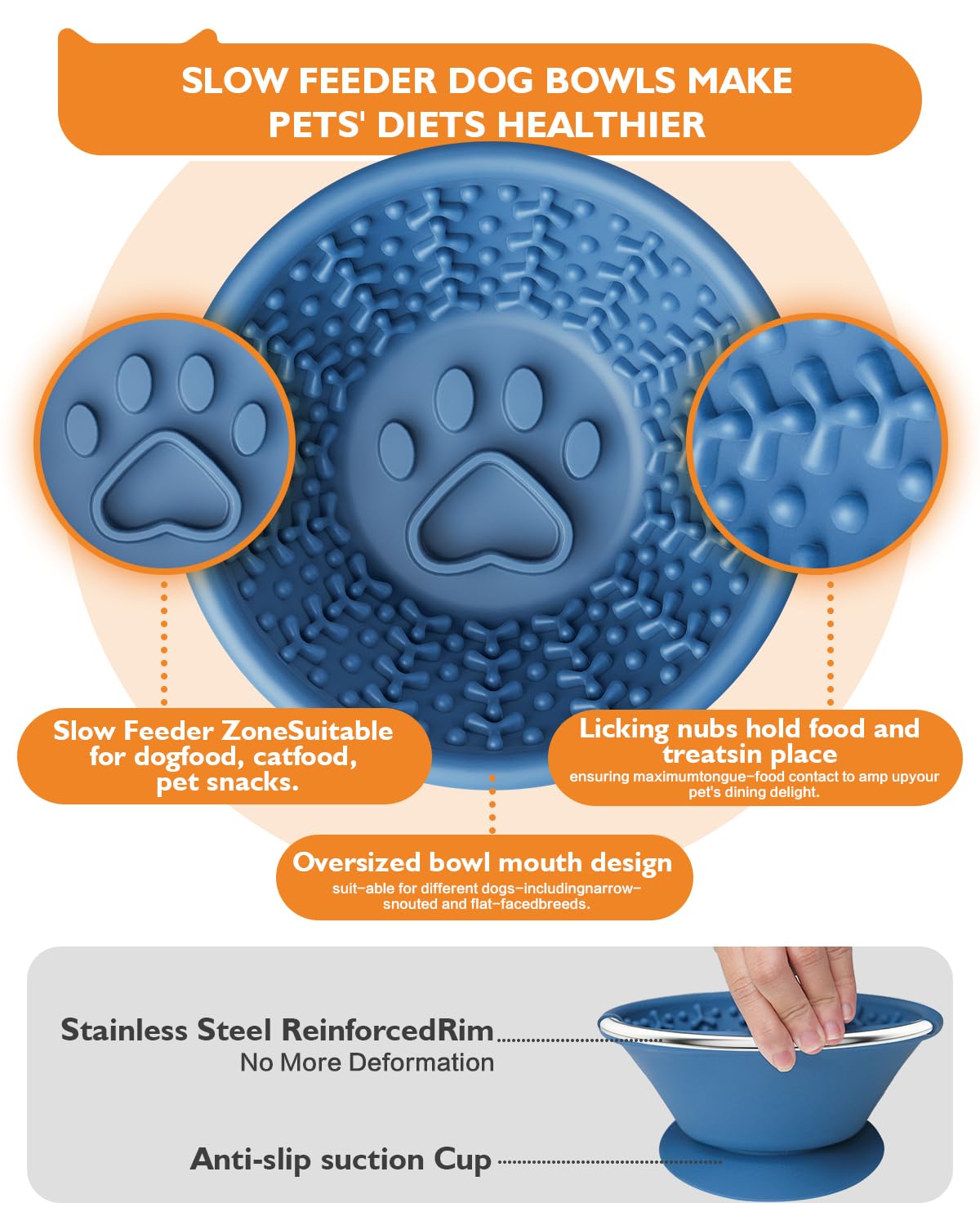 XUOEGUZ non slip suction base keeping the bowl steady during use