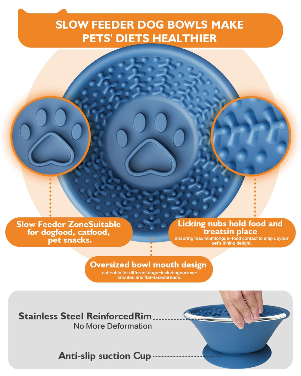 XUOEGUZ non slip suction base keeping the bowl steady during use
