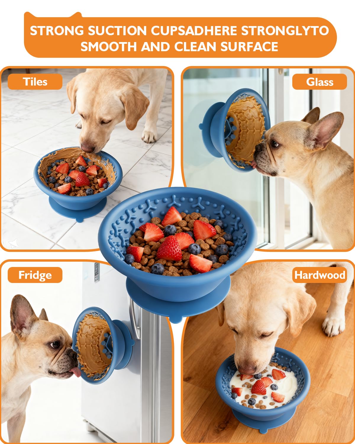 XUOEGUZ textured surfaces on the bowl to encourage licking
