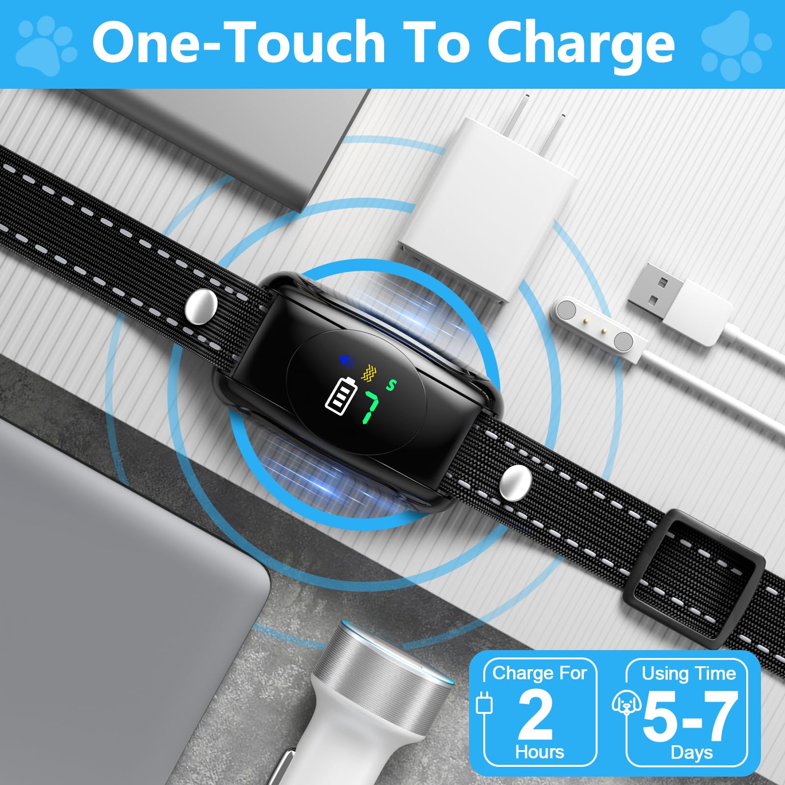 Xuwibaje one-button control bark collar highlights simple operation and long battery life