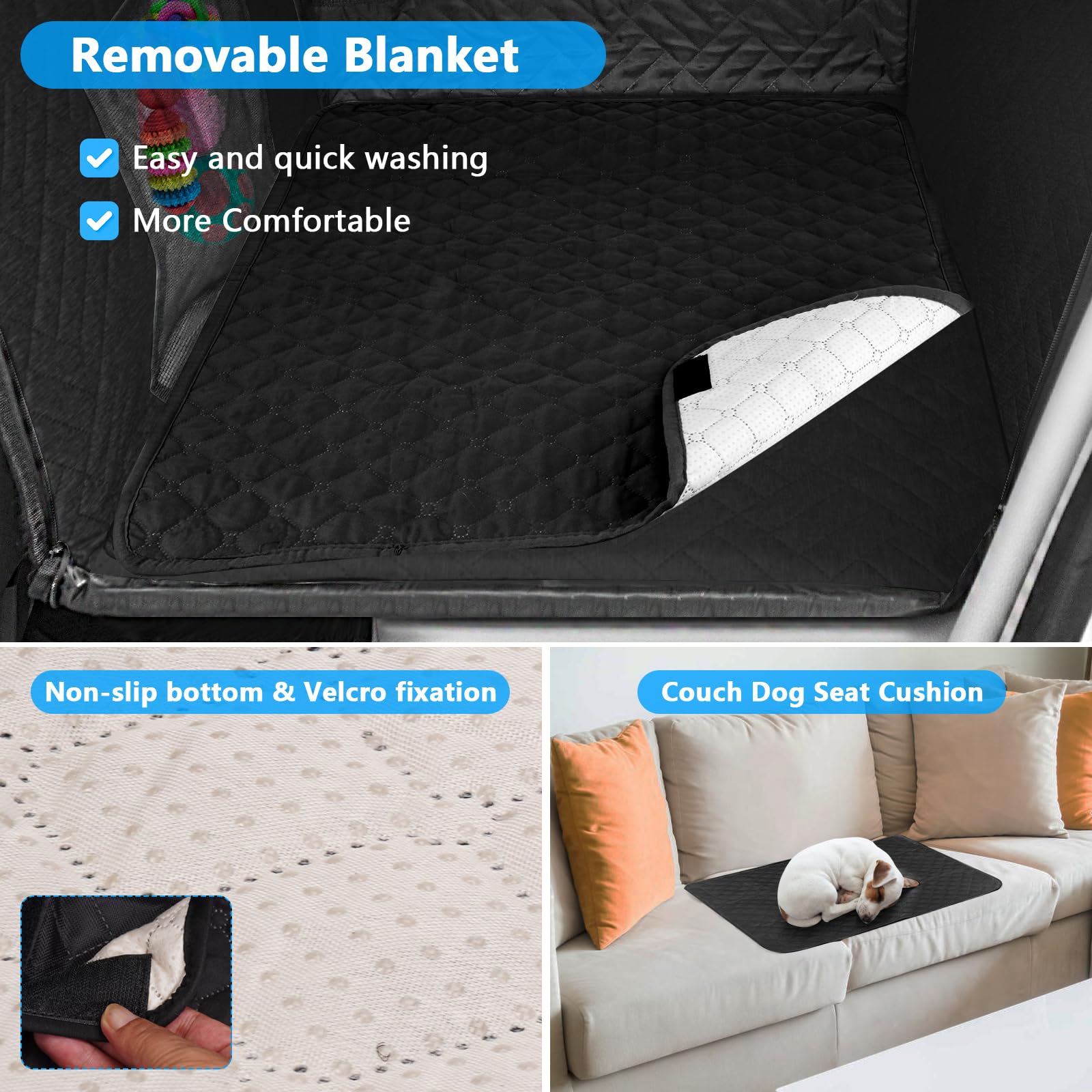 XUYEDOGLSH dog-car-hammock-turn-soft-pet-travel-bed offers versatile use in car journeys.