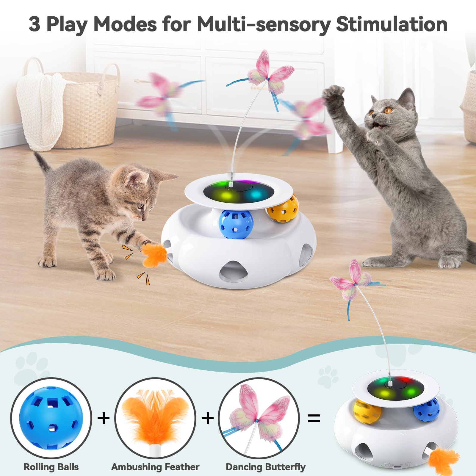 Xuyub 3in1 cat toy spinning butterfly engaging curiosity and exercise