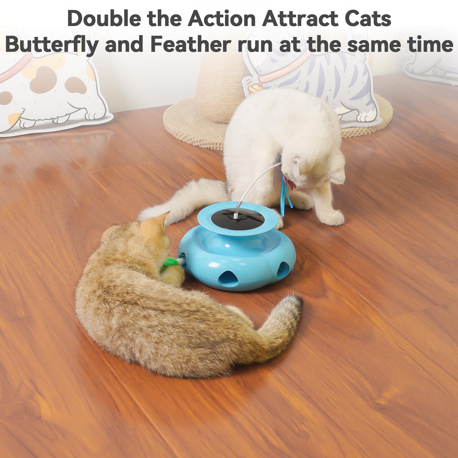 Xuyub 3in1 interactive cat toy feather track promotes paw-batting and agile reflexes