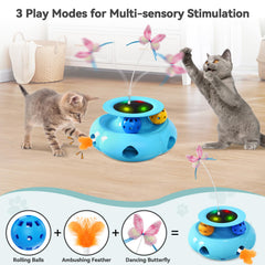 Xuyub 3in1 USB rechargeable cat toy for extended play without frequent battery changes