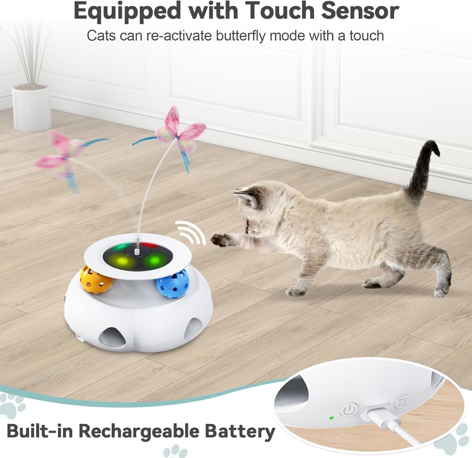 Xuyub USB-rechargeable cat toy with extended playtime