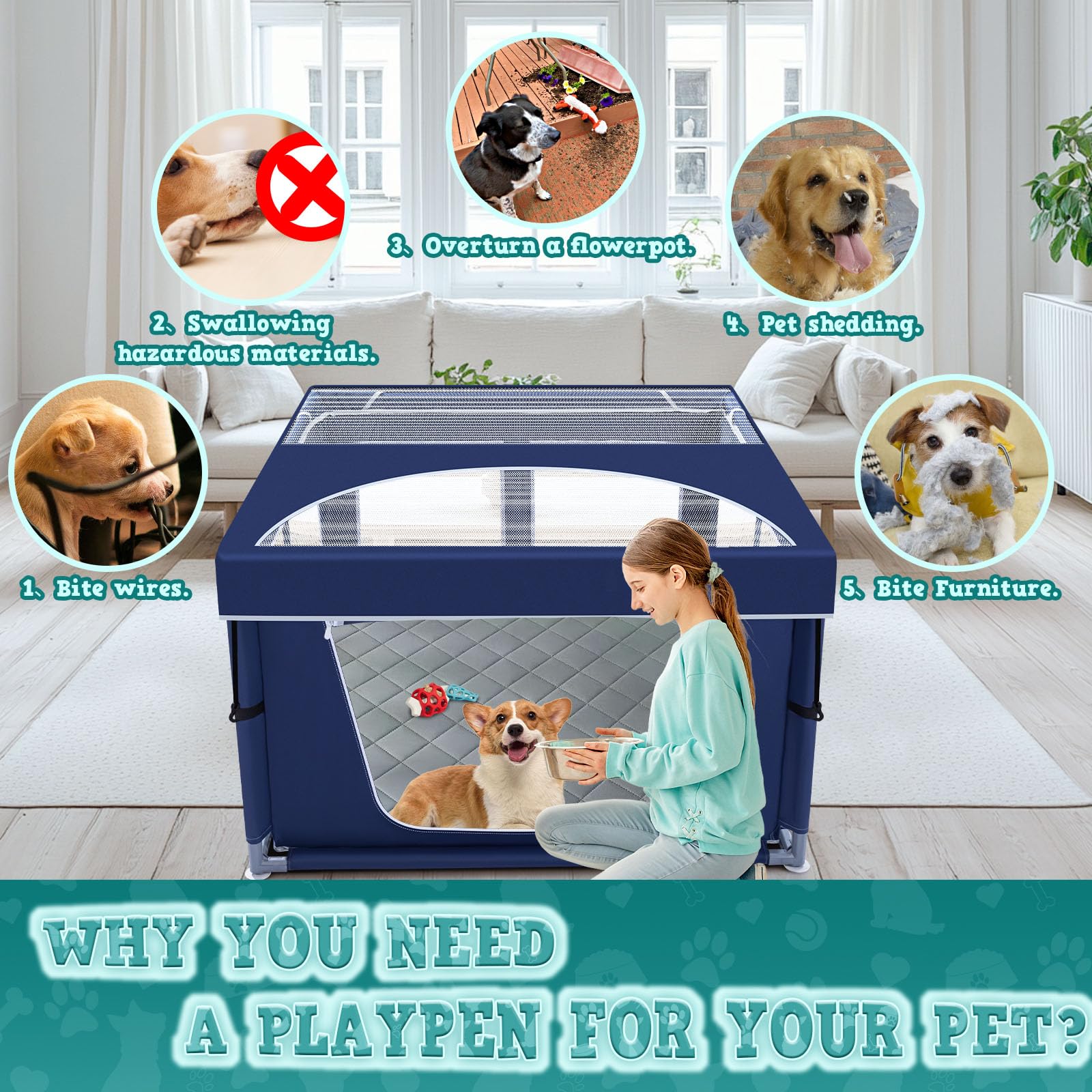 XVISHX 42x42 inch dimensions provide spacious indoor play area.
