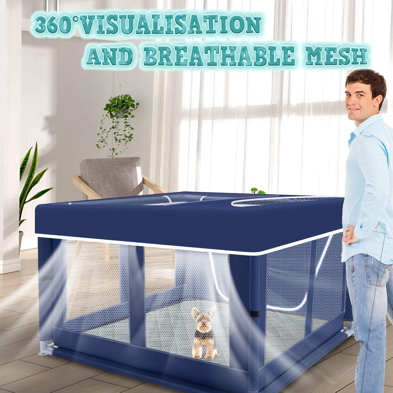 XVISHX playpen works indoors and outdoors for flexible use.