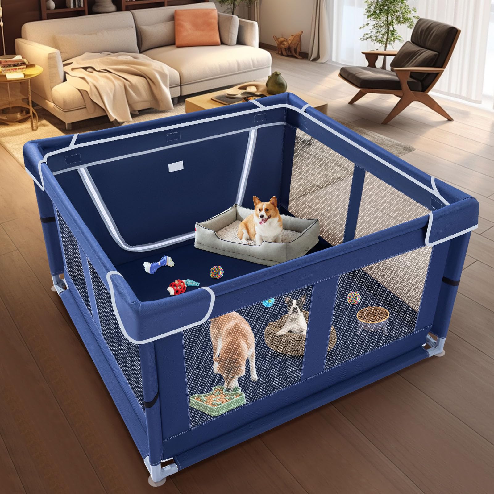 XVISHX playpen dimensions 42x42 highlight spacious area for multiple pups